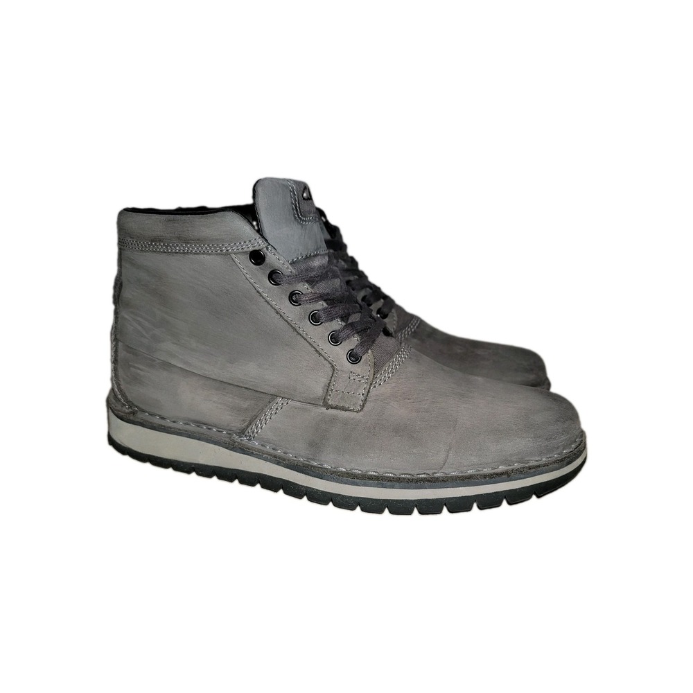 Clarks Unstructured Men's Varby Top Boots Size 9.5M‎ Gray Leather Ankle Casual